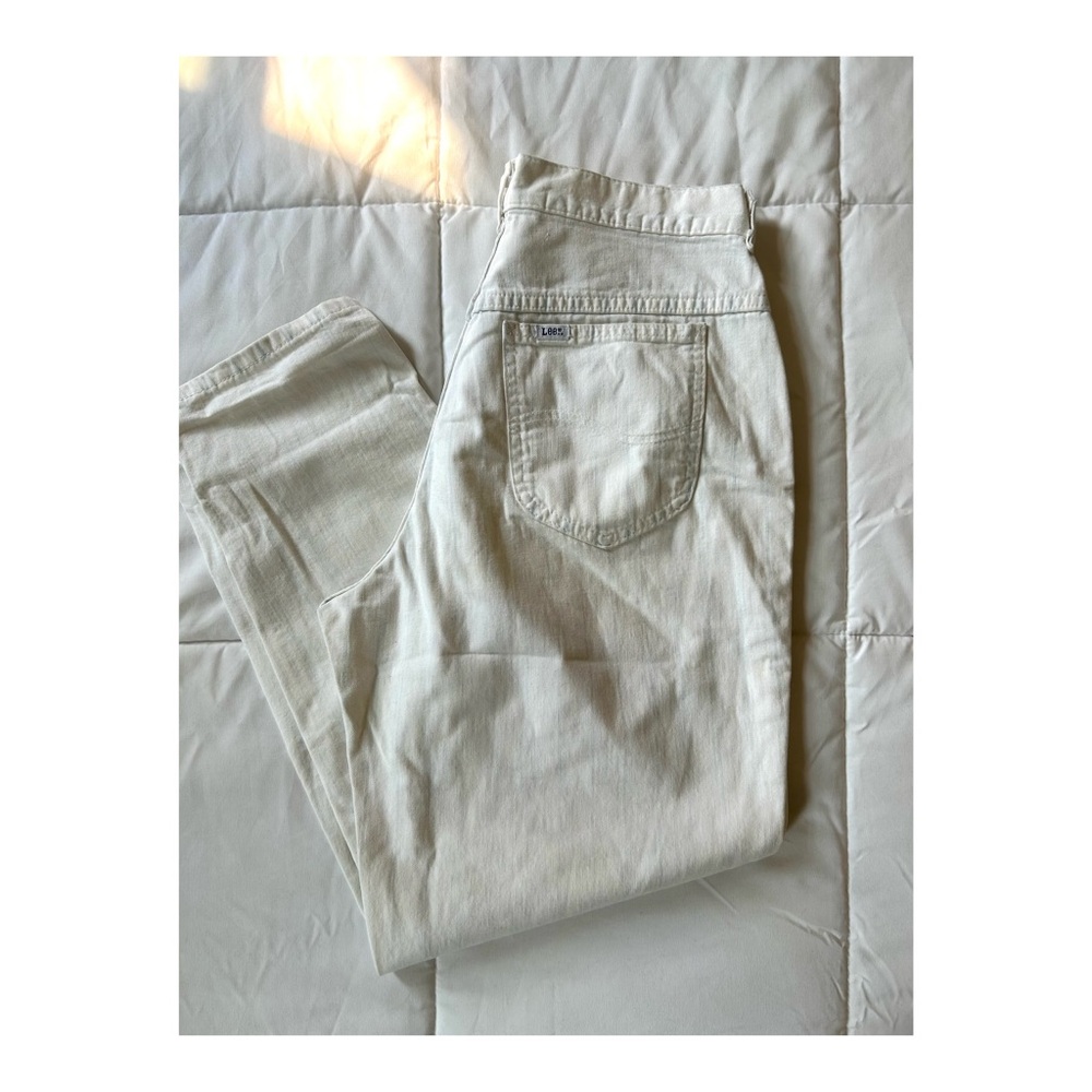 Vintage Lee ‘90s High-Rise Baggy Straight Leg White Denim Mom Jeans